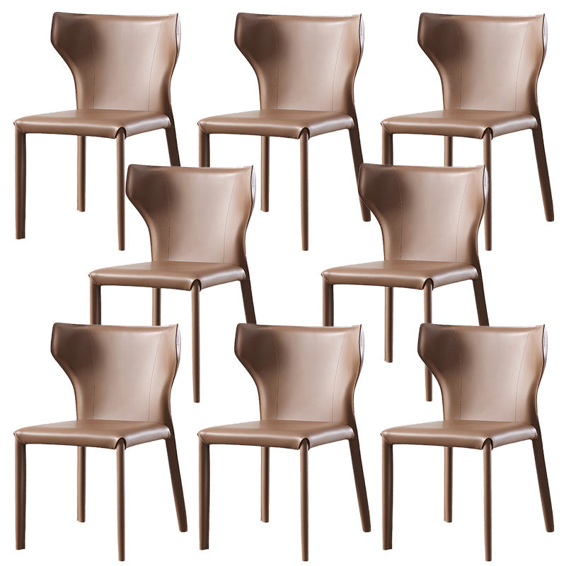 Moderne lederen eetstoelen stoelen Wingback zijstoel voor restaurantgebruik