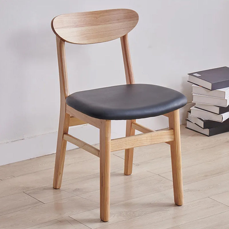 Contemporary Wood Dining Chair Open Back Dining Side Furniture in Matte Finish Indoor