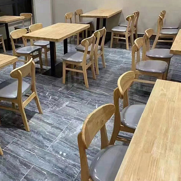 Contemporary Wood Dining Chair Open Back Dining Side Furniture in Matte Finish Indoor