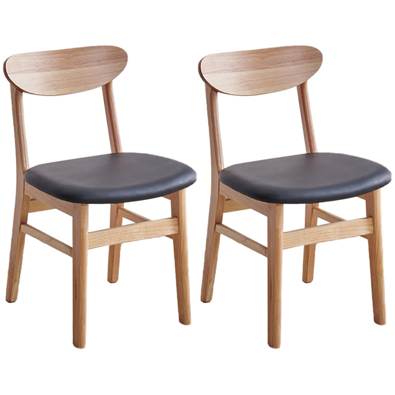 Contemporary Wood Dining Chair Open Back Dining Side Furniture in Matte Finish Indoor