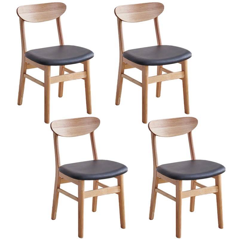 Contemporary Wood Dining Chair Open Back Dining Side Furniture in Matte Finish Indoor