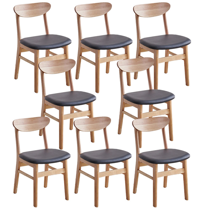 Contemporary Wood Dining Chair Open Back Dining Side Furniture in Matte Finish Indoor