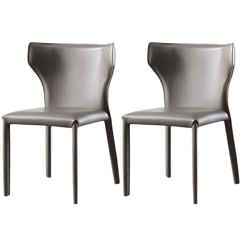 Modern Style Leather Dining Side Chair Wingback Side Armless Chair for Restaurant Use Grey 2 Piece Set Clearhalo 'Dining Chairs' 'Dining Tables & Seating' 'dining_chair' 'furn' 'furn_dining_chair' 'Furniture' 'Kitchen & Dining Furniture' 5492636
