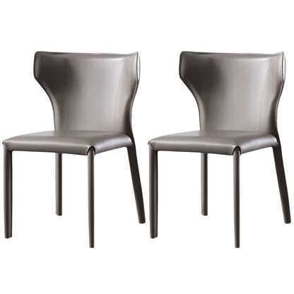 Modern Style Leather Dining Side Chair Wingback Side Armless Chair for Restaurant Use Grey 2 Piece Set Clearhalo 'Dining Chairs' 'Dining Tables & Seating' 'dining_chair' 'furn' 'furn_dining_chair' 'Furniture' 'Kitchen & Dining Furniture' 5492636