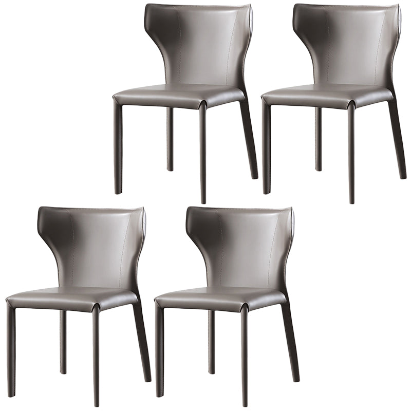 Modern Style Leather Dining Side Chair Wingback Side Armless Chair for Restaurant Use Grey 4 Piece Set Clearhalo 'Dining Chairs' 'Dining Tables & Seating' 'dining_chair' 'furn' 'furn_dining_chair' 'Furniture' 'Kitchen & Dining Furniture' 5492637