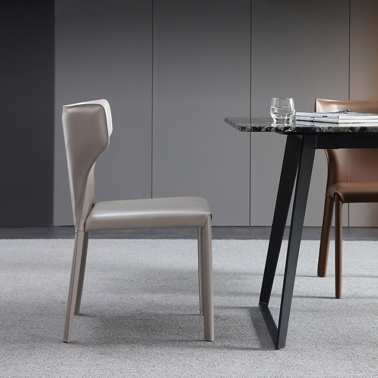 Modern Style Leather Dining Side Chair Wingback Side Armless Chair for Restaurant Use Clearhalo 'Dining Chairs' 'Dining Tables & Seating' 'dining_chair' 'furn' 'furn_dining_chair' 'Furniture' 'Kitchen & Dining Furniture' 5492639