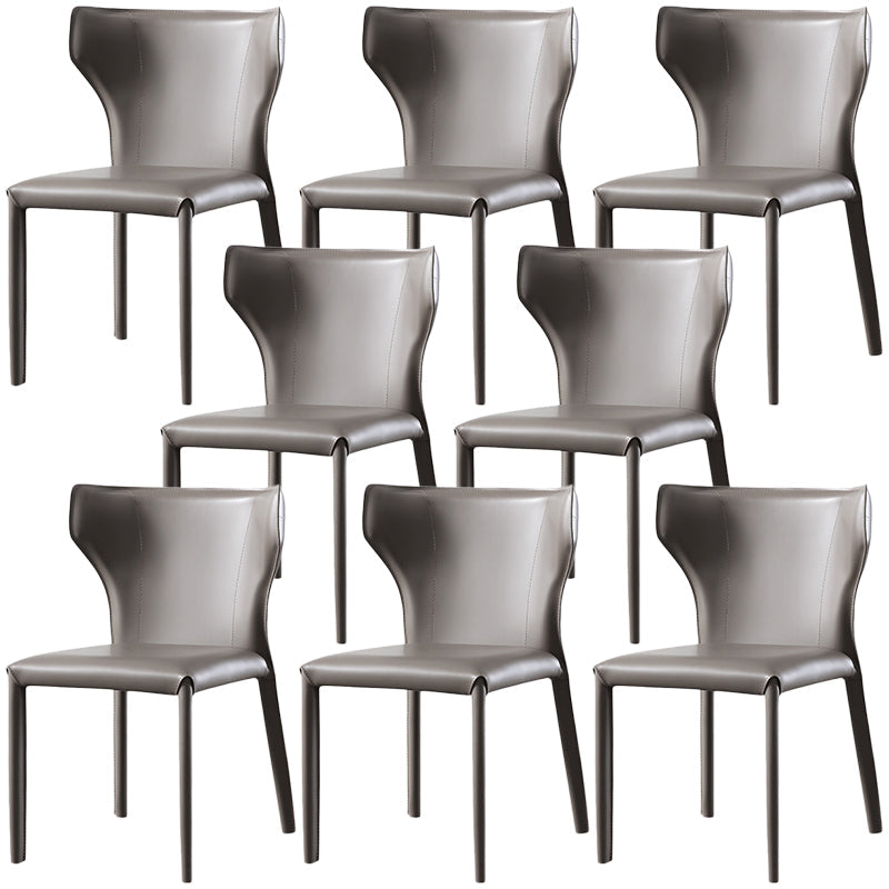 Modern Style Leather Dining Side Chair Wingback Side Armless Chair for Restaurant Use Grey 8 Piece Set Clearhalo 'Dining Chairs' 'Dining Tables & Seating' 'dining_chair' 'furn' 'furn_dining_chair' 'Furniture' 'Kitchen & Dining Furniture' 5492642