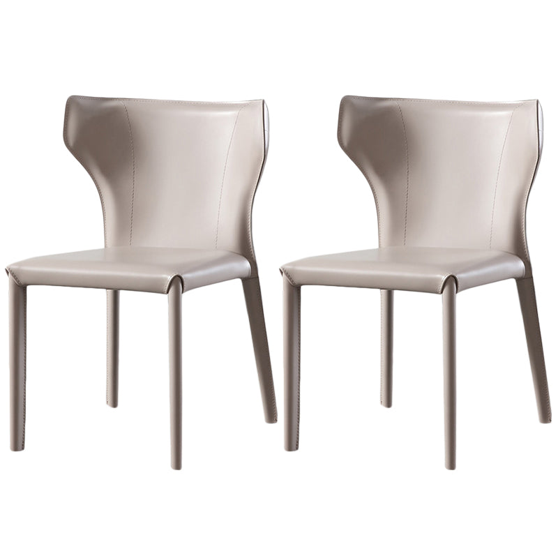Modern Style Leather Dining Side Chair Wingback Side Armless Chair for Restaurant Use Light Gray 2 Piece Set Clearhalo 'Dining Chairs' 'Dining Tables & Seating' 'dining_chair' 'furn' 'furn_dining_chair' 'Furniture' 'Kitchen & Dining Furniture' 5492644