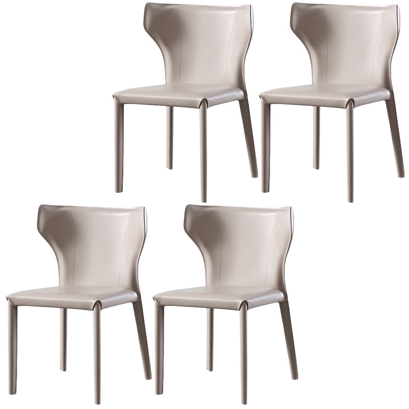 Modern Style Leather Dining Side Chair Wingback Side Armless Chair for Restaurant Use Light Gray 4 Piece Set Clearhalo 'Dining Chairs' 'Dining Tables & Seating' 'dining_chair' 'furn' 'furn_dining_chair' 'Furniture' 'Kitchen & Dining Furniture' 5492645