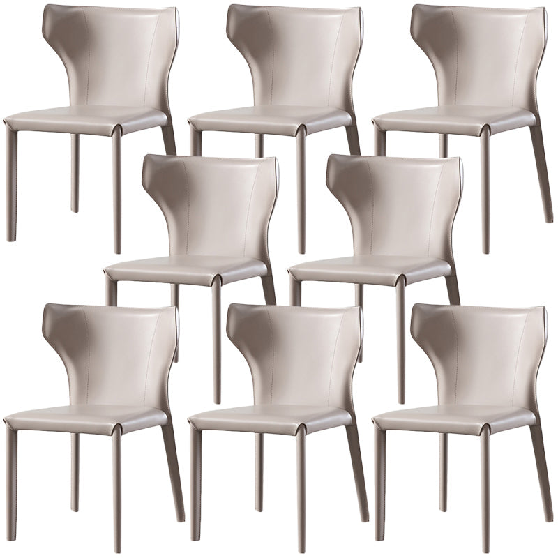 Modern Style Leather Dining Side Chair Wingback Side Armless Chair for Restaurant Use Light Gray 8 Piece Set Clearhalo 'Dining Chairs' 'Dining Tables & Seating' 'dining_chair' 'furn' 'furn_dining_chair' 'Furniture' 'Kitchen & Dining Furniture' 5492650