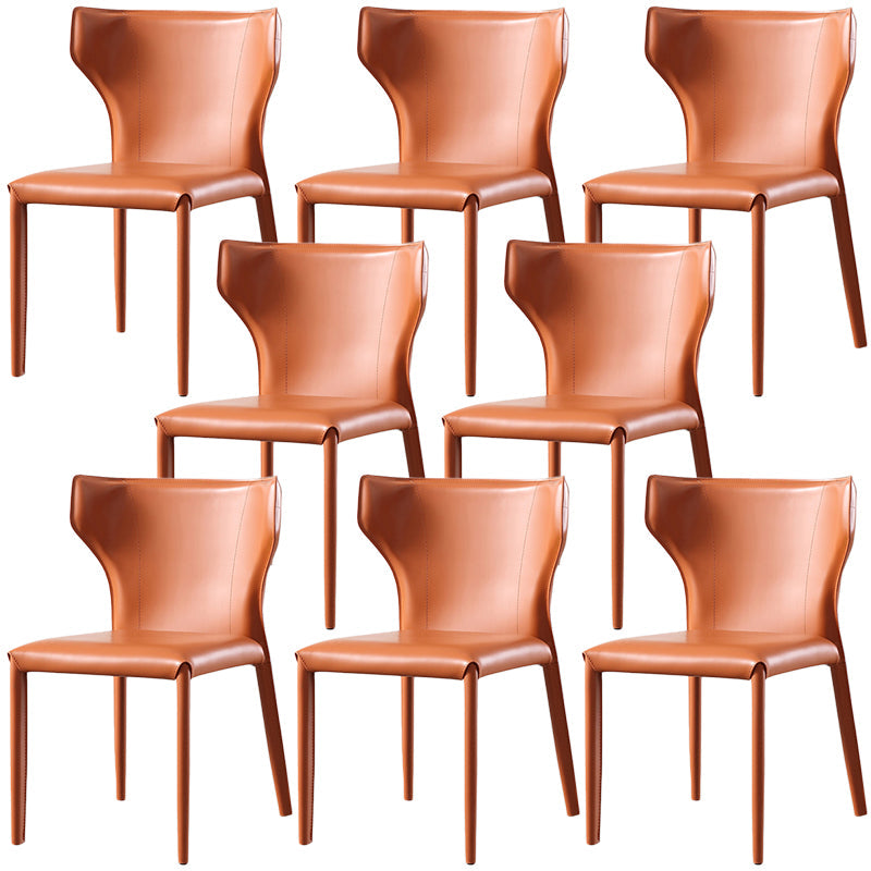 Modern Style Leather Dining Side Chair Wingback Side Armless Chair for Restaurant Use Orange 8 Piece Set Clearhalo 'Dining Chairs' 'Dining Tables & Seating' 'dining_chair' 'furn' 'furn_dining_chair' 'Furniture' 'Kitchen & Dining Furniture' 5492657