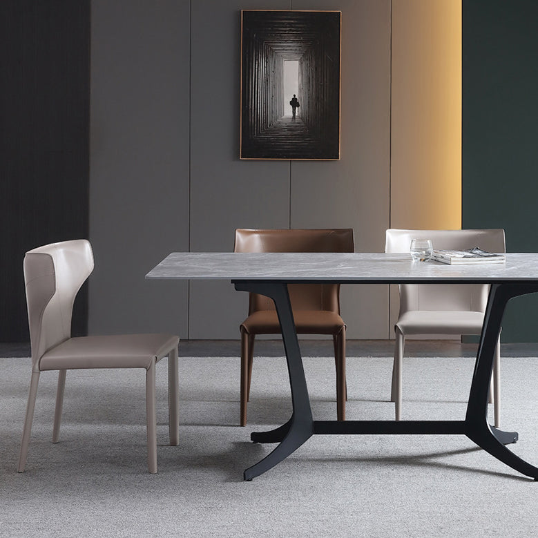 Modern Style Leather Dining Side Chair Wingback Side Armless Chair for Restaurant Use Clearhalo 'Dining Chairs' 'Dining Tables & Seating' 'dining_chair' 'furn' 'furn_dining_chair' 'Furniture' 'Kitchen & Dining Furniture' 5492659