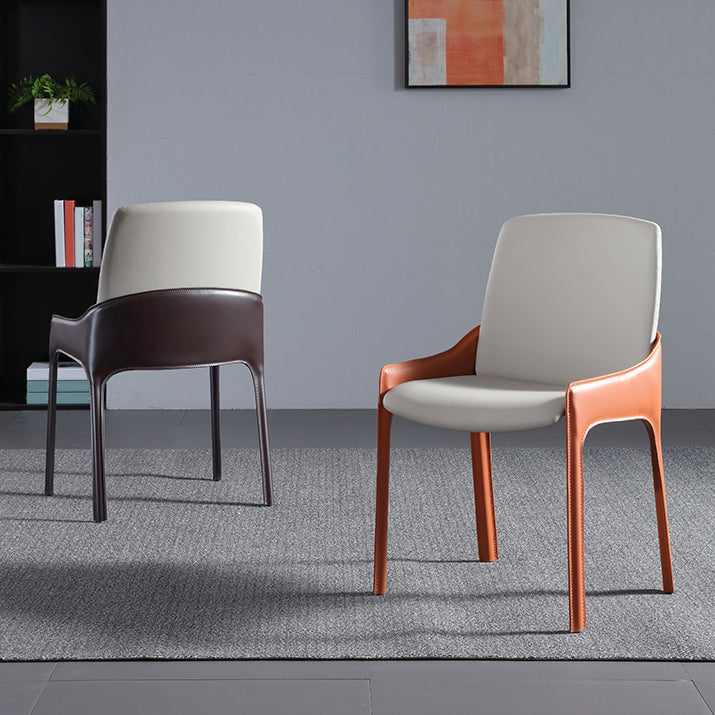 Modern Style Faux Leather Arm Dining Chairs Metal Dining Chair for Home Use Clearhalo 'Dining Chairs' 'Dining Tables & Seating' 'dining_chair' 'furn' 'furn_dining_chair' 'Furniture' 'Kitchen & Dining Furniture' 5492667