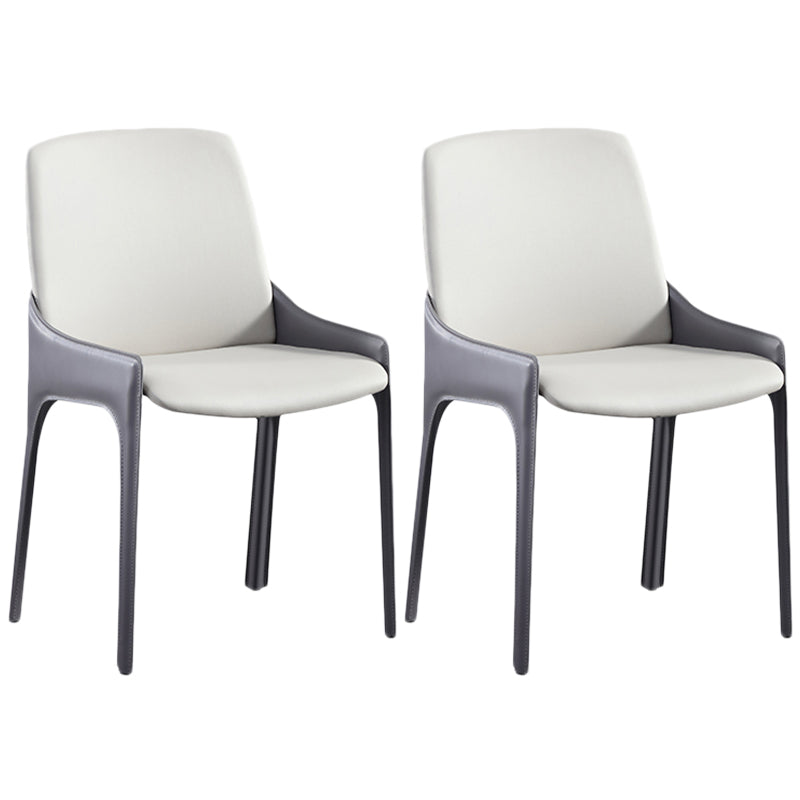 Modern Style Faux Leather Arm Dining Chairs Metal Dining Chair for Home Use Grey 2 Piece Set Clearhalo 'Dining Chairs' 'Dining Tables & Seating' 'dining_chair' 'furn' 'furn_dining_chair' 'Furniture' 'Kitchen & Dining Furniture' 5492668