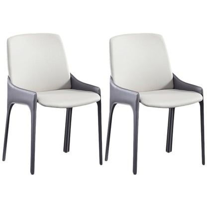 Modern Style Faux Leather Arm Dining Chairs Metal Dining Chair for Home Use Grey 2 Piece Set Clearhalo 'Dining Chairs' 'Dining Tables & Seating' 'dining_chair' 'furn' 'furn_dining_chair' 'Furniture' 'Kitchen & Dining Furniture' 5492668