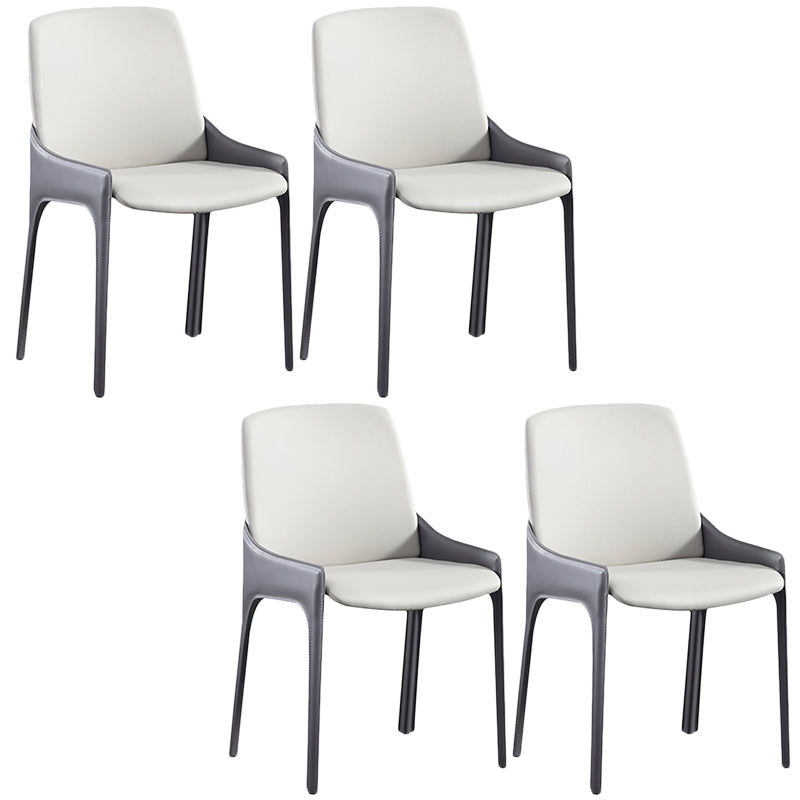 Modern Style Faux Leather Arm Dining Chairs Metal Dining Chair for Home Use Grey 4 Piece Set Clearhalo 'Dining Chairs' 'Dining Tables & Seating' 'dining_chair' 'furn' 'furn_dining_chair' 'Furniture' 'Kitchen & Dining Furniture' 5492669