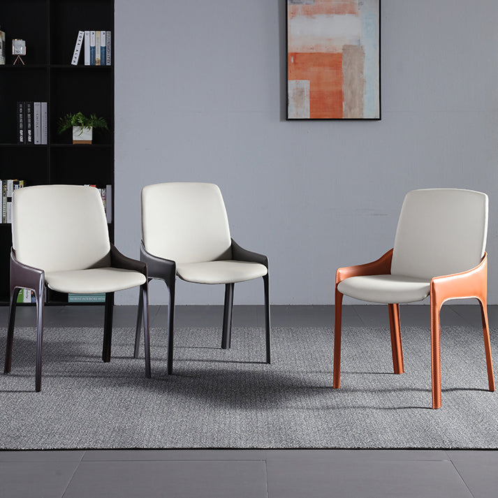 Modern Style Faux Leather Arm Dining Chairs Metal Dining Chair for Home Use Clearhalo 'Dining Chairs' 'Dining Tables & Seating' 'dining_chair' 'furn' 'furn_dining_chair' 'Furniture' 'Kitchen & Dining Furniture' 5492670