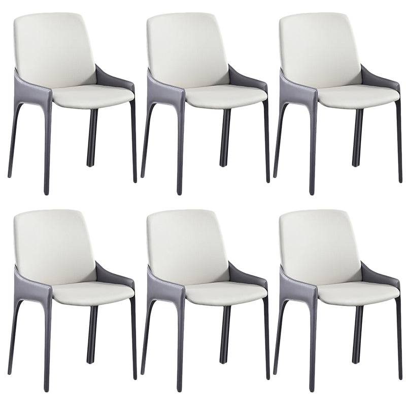 Modern Style Faux Leather Arm Dining Chairs Metal Dining Chair for Home Use Grey 6 Piece Set Clearhalo 'Dining Chairs' 'Dining Tables & Seating' 'dining_chair' 'furn' 'furn_dining_chair' 'Furniture' 'Kitchen & Dining Furniture' 5492671