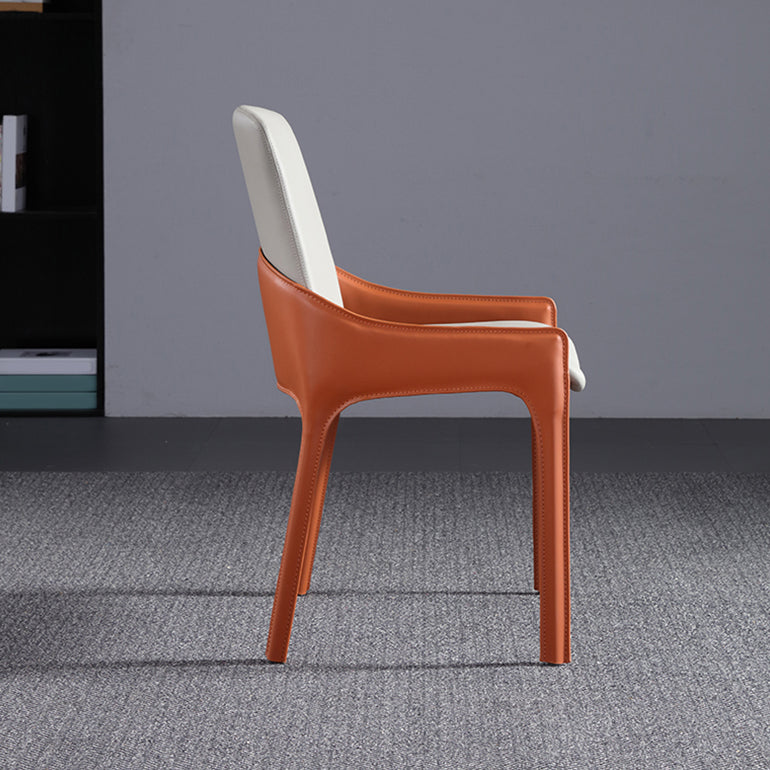 Modern Style Faux Leather Arm Dining Chairs Metal Dining Chair for Home Use Clearhalo 'Dining Chairs' 'Dining Tables & Seating' 'dining_chair' 'furn' 'furn_dining_chair' 'Furniture' 'Kitchen & Dining Furniture' 5492673