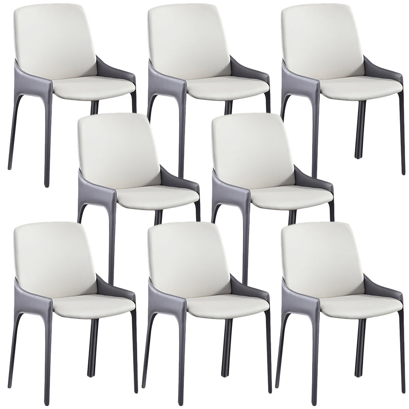 Modern Style Faux Leather Arm Dining Chairs Metal Dining Chair for Home Use Grey 8 Piece Set Clearhalo 'Dining Chairs' 'Dining Tables & Seating' 'dining_chair' 'furn' 'furn_dining_chair' 'Furniture' 'Kitchen & Dining Furniture' 5492674