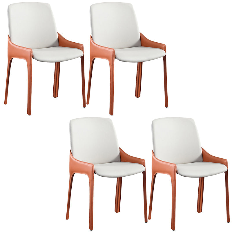 Modern Style Faux Leather Arm Dining Chairs Metal Dining Chair for Home Use Orange 4 Piece Set Clearhalo 'Dining Chairs' 'Dining Tables & Seating' 'dining_chair' 'furn' 'furn_dining_chair' 'Furniture' 'Kitchen & Dining Furniture' 5492677