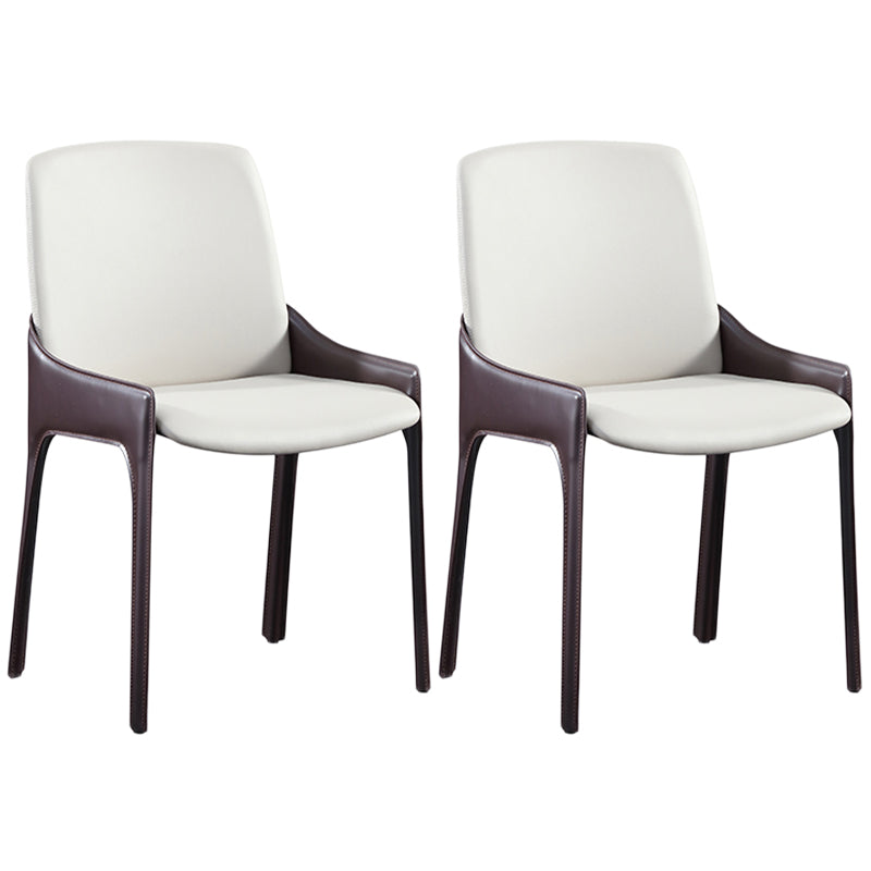 Modern Style Faux Leather Arm Dining Chairs Metal Dining Chair for Home Use Burgundy 2 Piece Set Clearhalo 'Dining Chairs' 'Dining Tables & Seating' 'dining_chair' 'furn' 'furn_dining_chair' 'Furniture' 'Kitchen & Dining Furniture' 5492683