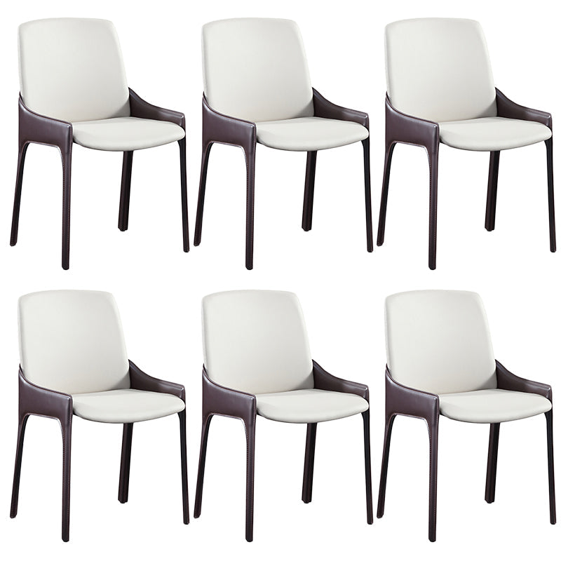 Modern Style Faux Leather Arm Dining Chairs Metal Dining Chair for Home Use Burgundy 6 Piece Set Clearhalo 'Dining Chairs' 'Dining Tables & Seating' 'dining_chair' 'furn' 'furn_dining_chair' 'Furniture' 'Kitchen & Dining Furniture' 5492688