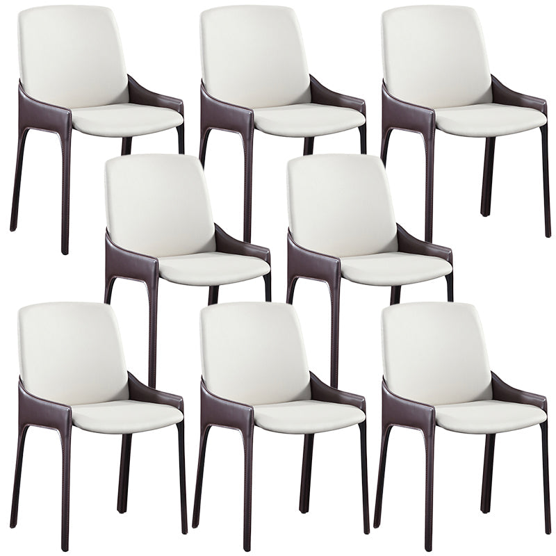 Modern Style Faux Leather Arm Dining Chairs Metal Dining Chair for Home Use Burgundy 8 Piece Set Clearhalo 'Dining Chairs' 'Dining Tables & Seating' 'dining_chair' 'furn' 'furn_dining_chair' 'Furniture' 'Kitchen & Dining Furniture' 5492689