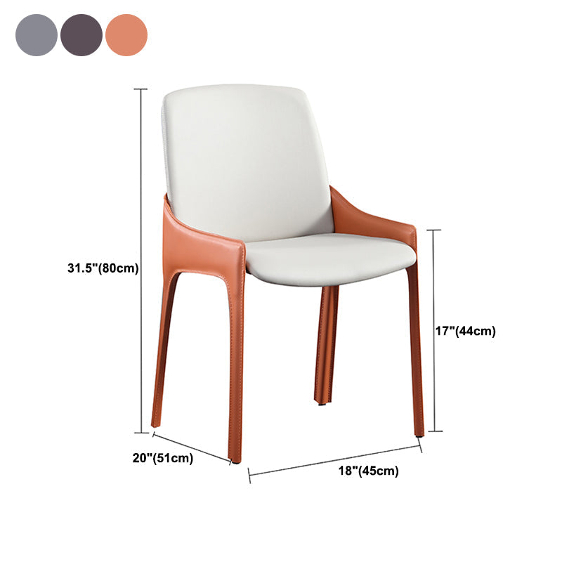 Modern Style Faux Leather Arm Dining Chairs Metal Dining Chair for Home Use Clearhalo 'Dining Chairs' 'Dining Tables & Seating' 'dining_chair' 'furn' 'furn_dining_chair' 'Furniture' 'Kitchen & Dining Furniture' 5492692