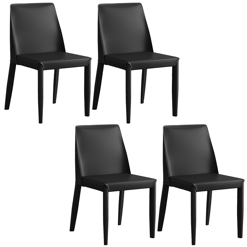 Contemporary Leather Dining Chair Parsons Chair in Matte Finish for Kitchen Black 4 Piece Set Clearhalo 'Dining Chairs' 'Dining Tables & Seating' 'dining_chair' 'furn' 'furn_dining_chair' 'Furniture' 'Kitchen & Dining Furniture' 5492732