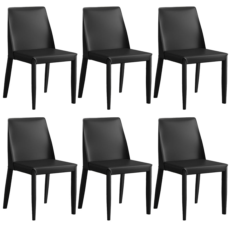 Contemporary Leather Dining Chair Parsons Chair in Matte Finish for Kitchen Black 6 Piece Set Clearhalo 'Dining Chairs' 'Dining Tables & Seating' 'dining_chair' 'furn' 'furn_dining_chair' 'Furniture' 'Kitchen & Dining Furniture' 5492734