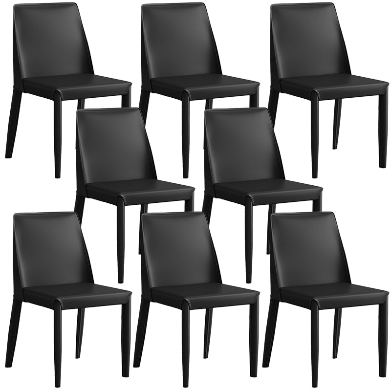 Contemporary Leather Dining Chair Parsons Chair in Matte Finish for Kitchen Black 8 Piece Set Clearhalo 'Dining Chairs' 'Dining Tables & Seating' 'dining_chair' 'furn' 'furn_dining_chair' 'Furniture' 'Kitchen & Dining Furniture' 5492736