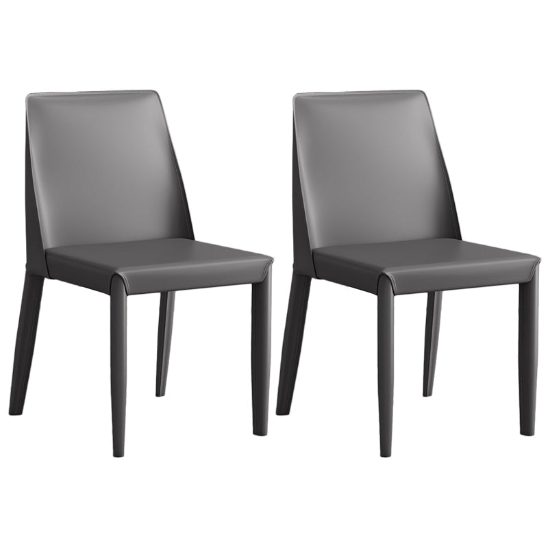 Contemporary Leather Dining Chair Parsons Chair in Matte Finish for Kitchen Dark Gray 2 Piece Set Clearhalo 'Dining Chairs' 'Dining Tables & Seating' 'dining_chair' 'furn' 'furn_dining_chair' 'Furniture' 'Kitchen & Dining Furniture' 5492738