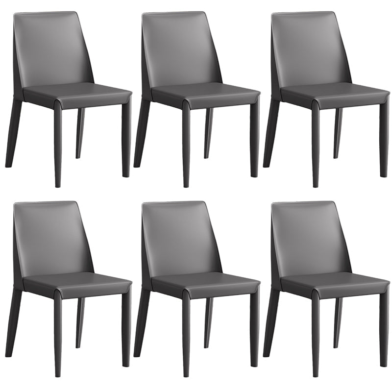 Contemporary Leather Dining Chair Parsons Chair in Matte Finish for Kitchen Dark Gray 6 Piece Set Clearhalo 'Dining Chairs' 'Dining Tables & Seating' 'dining_chair' 'furn' 'furn_dining_chair' 'Furniture' 'Kitchen & Dining Furniture' 5492742