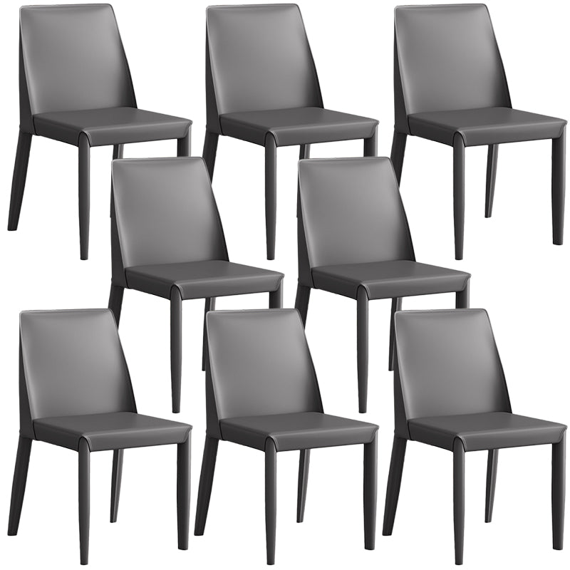 Contemporary Leather Dining Chair Parsons Chair in Matte Finish for Kitchen Dark Gray 8 Piece Set Clearhalo 'Dining Chairs' 'Dining Tables & Seating' 'dining_chair' 'furn' 'furn_dining_chair' 'Furniture' 'Kitchen & Dining Furniture' 5492744