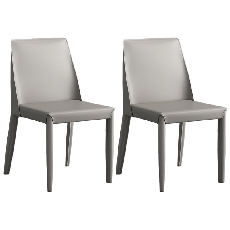 Contemporary Leather Dining Chair Parsons Chair in Matte Finish for Kitchen Light Gray 2 Piece Set Clearhalo 'Dining Chairs' 'Dining Tables & Seating' 'dining_chair' 'furn' 'furn_dining_chair' 'Furniture' 'Kitchen & Dining Furniture' 5492745