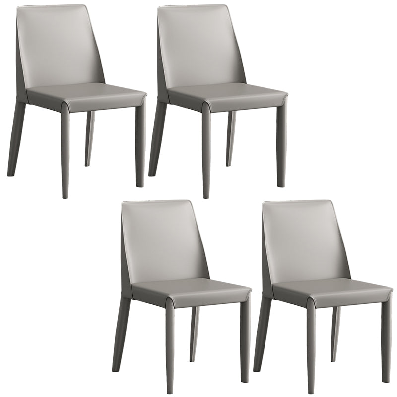 Contemporary Leather Dining Chair Parsons Chair in Matte Finish for Kitchen Light Gray 4 Piece Set Clearhalo 'Dining Chairs' 'Dining Tables & Seating' 'dining_chair' 'furn' 'furn_dining_chair' 'Furniture' 'Kitchen & Dining Furniture' 5492748