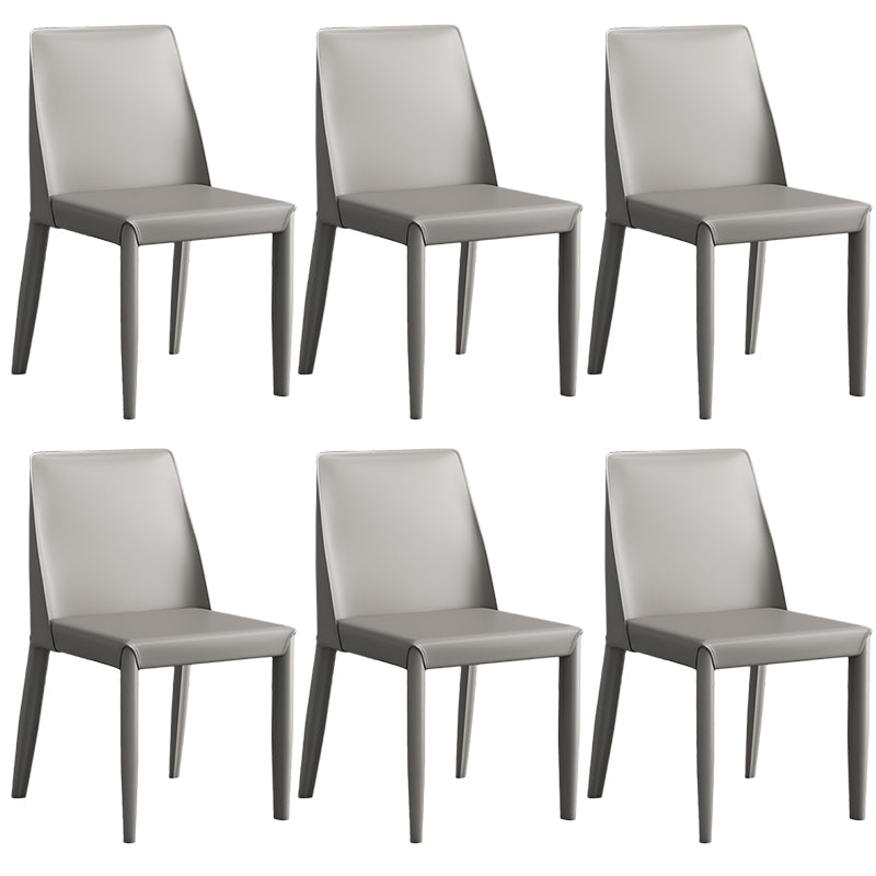 Contemporary Leather Dining Chair Parsons Chair in Matte Finish for Kitchen Light Gray 6 Piece Set Clearhalo 'Dining Chairs' 'Dining Tables & Seating' 'dining_chair' 'furn' 'furn_dining_chair' 'Furniture' 'Kitchen & Dining Furniture' 5492749