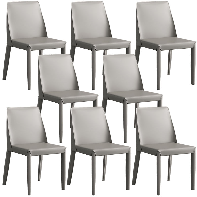 Contemporary Leather Dining Chair Parsons Chair in Matte Finish for Kitchen Light Gray 8 Piece Set Clearhalo 'Dining Chairs' 'Dining Tables & Seating' 'dining_chair' 'furn' 'furn_dining_chair' 'Furniture' 'Kitchen & Dining Furniture' 5492751