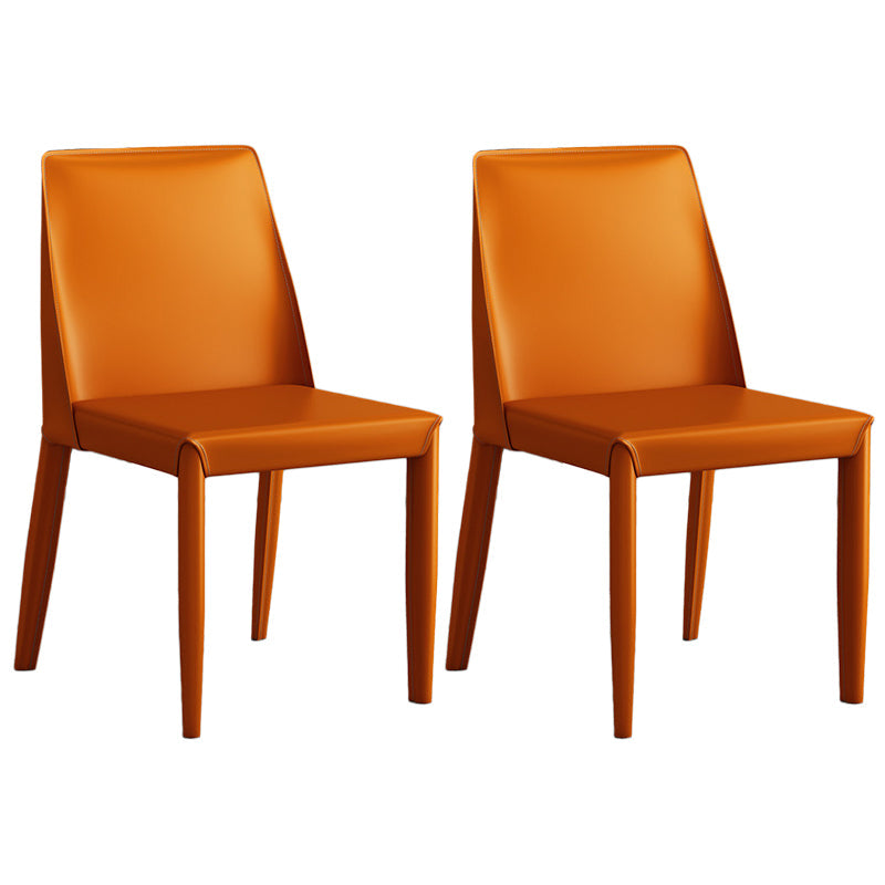 Contemporary Leather Dining Chair Parsons Chair in Matte Finish for Kitchen Orange 2 Piece Set Clearhalo 'Dining Chairs' 'Dining Tables & Seating' 'dining_chair' 'furn' 'furn_dining_chair' 'Furniture' 'Kitchen & Dining Furniture' 5492754
