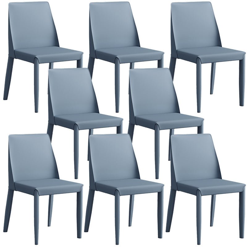Contemporary Leather Dining Chair Parsons Chair in Matte Finish for Kitchen Light Blue 8 Piece Set Clearhalo 'Dining Chairs' 'Dining Tables & Seating' 'dining_chair' 'furn' 'furn_dining_chair' 'Furniture' 'Kitchen & Dining Furniture' 5492763