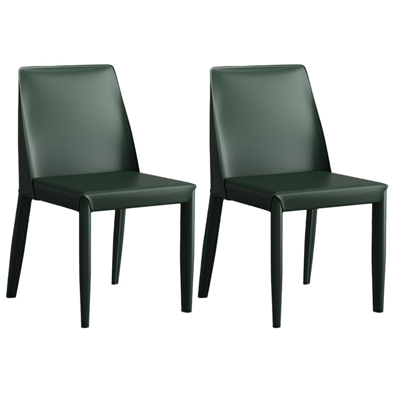 Contemporary Leather Dining Chair Parsons Chair in Matte Finish for Kitchen Dark Green 2 Piece Set Clearhalo 'Dining Chairs' 'Dining Tables & Seating' 'dining_chair' 'furn' 'furn_dining_chair' 'Furniture' 'Kitchen & Dining Furniture' 5492768