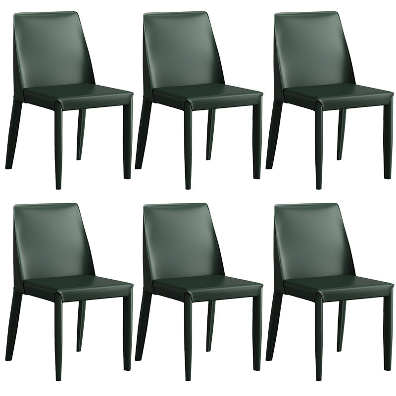 Contemporary Leather Dining Chair Parsons Chair in Matte Finish for Kitchen Dark Green 6 Piece Set Clearhalo 'Dining Chairs' 'Dining Tables & Seating' 'dining_chair' 'furn' 'furn_dining_chair' 'Furniture' 'Kitchen & Dining Furniture' 5492770