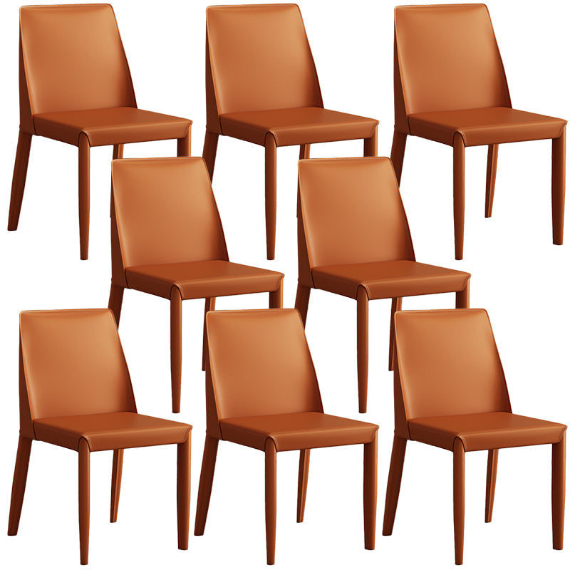 Contemporary Leather Dining Chair Parsons Chair in Matte Finish for Kitchen Orange Red 8 Piece Set Clearhalo 'Dining Chairs' 'Dining Tables & Seating' 'dining_chair' 'furn' 'furn_dining_chair' 'Furniture' 'Kitchen & Dining Furniture' 5492775