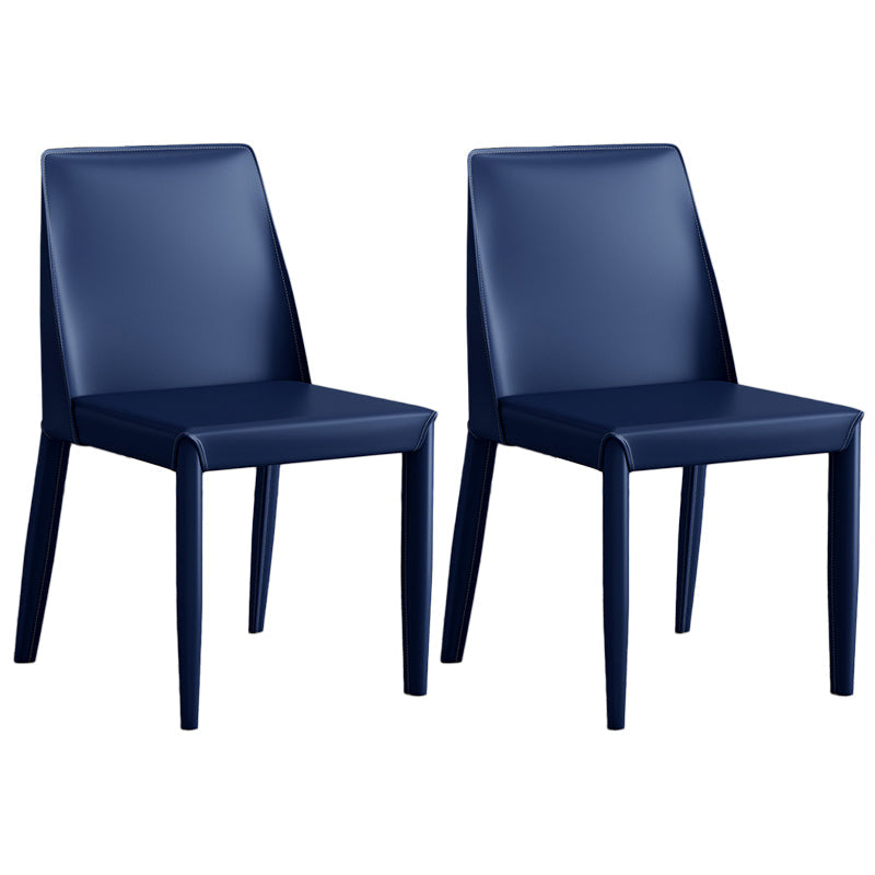 Contemporary Leather Dining Chair Parsons Chair in Matte Finish for Kitchen Dark Blue 2 Piece Set Clearhalo 'Dining Chairs' 'Dining Tables & Seating' 'dining_chair' 'furn' 'furn_dining_chair' 'Furniture' 'Kitchen & Dining Furniture' 5492776