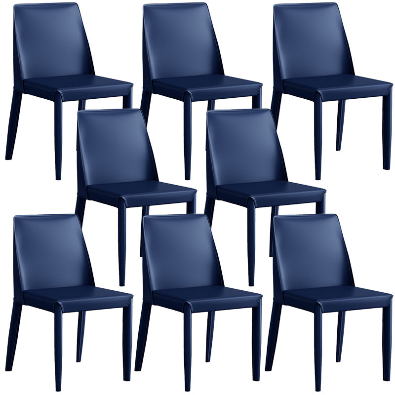 Contemporary Leather Dining Chair Parsons Chair in Matte Finish for Kitchen Dark Blue 8 Piece Set Clearhalo 'Dining Chairs' 'Dining Tables & Seating' 'dining_chair' 'furn' 'furn_dining_chair' 'Furniture' 'Kitchen & Dining Furniture' 5492779