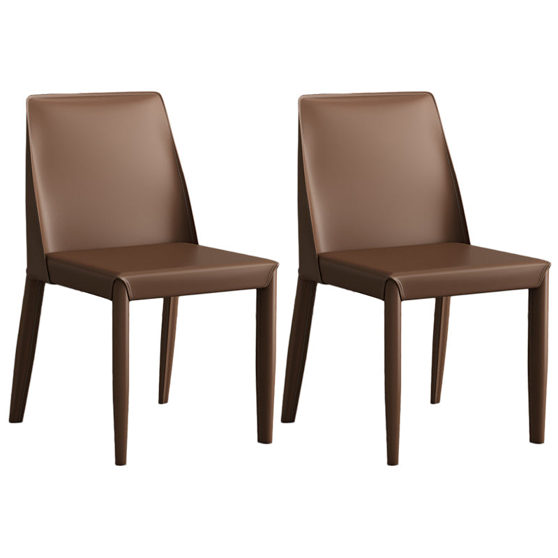 Contemporary Leather Dining Chair Parsons Chair in Matte Finish for Kitchen Dark Khaki 2 Piece Set Clearhalo 'Dining Chairs' 'Dining Tables & Seating' 'dining_chair' 'furn' 'furn_dining_chair' 'Furniture' 'Kitchen & Dining Furniture' 5492780