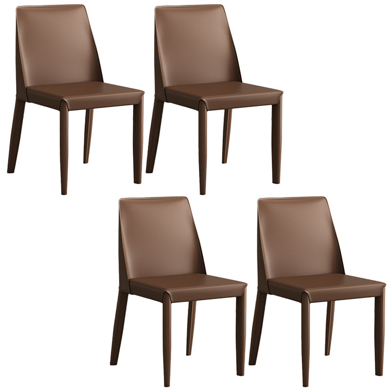 Contemporary Leather Dining Chair Parsons Chair in Matte Finish for Kitchen Dark Khaki 4 Piece Set Clearhalo 'Dining Chairs' 'Dining Tables & Seating' 'dining_chair' 'furn' 'furn_dining_chair' 'Furniture' 'Kitchen & Dining Furniture' 5492781