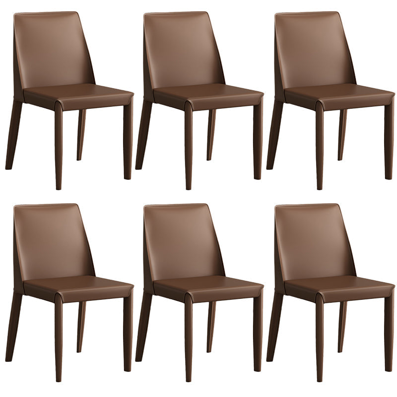 Contemporary Leather Dining Chair Parsons Chair in Matte Finish for Kitchen Dark Khaki 6 Piece Set Clearhalo 'Dining Chairs' 'Dining Tables & Seating' 'dining_chair' 'furn' 'furn_dining_chair' 'Furniture' 'Kitchen & Dining Furniture' 5492782