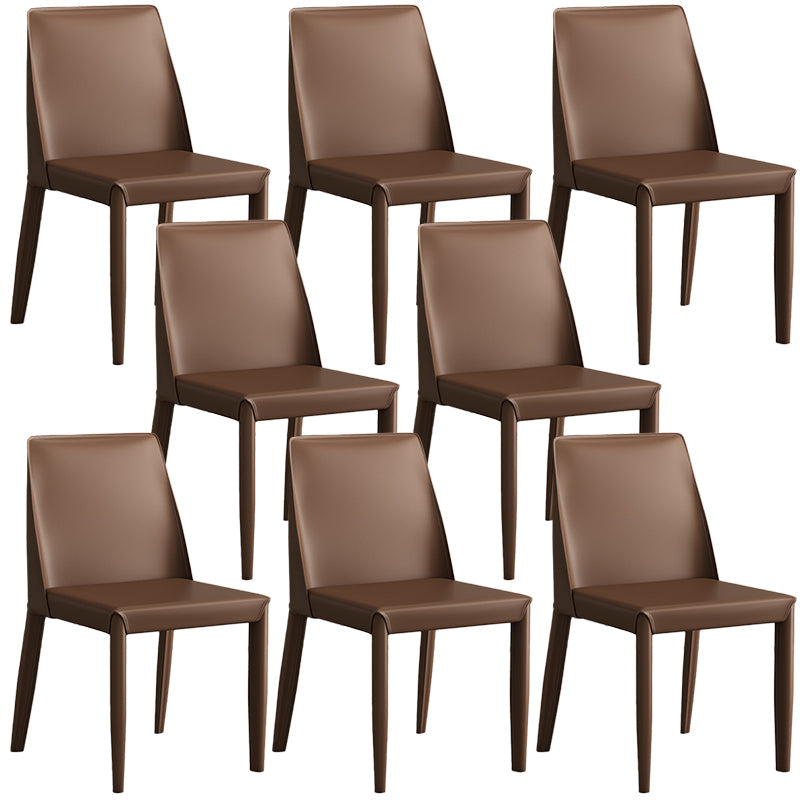 Contemporary Leather Dining Chair Parsons Chair in Matte Finish for Kitchen Dark Khaki 8 Piece Set Clearhalo 'Dining Chairs' 'Dining Tables & Seating' 'dining_chair' 'furn' 'furn_dining_chair' 'Furniture' 'Kitchen & Dining Furniture' 5492783